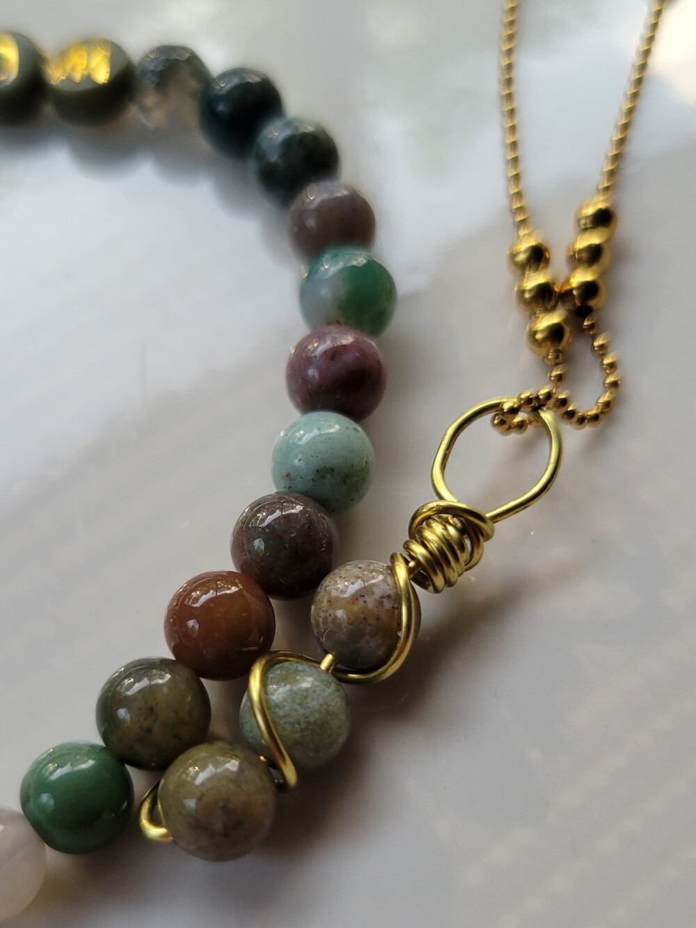 Mom Indian Agate Stretch Bracelet